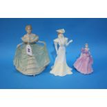 A collection of seven various figurines; Royal Doulton, Coalport etc.