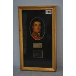 The Duke of Wellington's strands of hair, framed with picture etc.