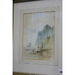 W.Vernon, pair of watercolours, Coastal scenes