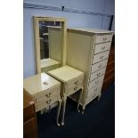 Cream chest of drawers etc.