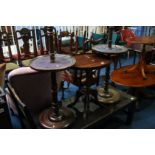 Mahogany occasional table and two lamps