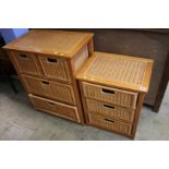 Two wicker chest of drawers