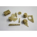 Assorted carved bone items