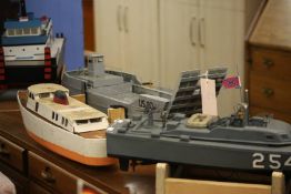 Four various model boats