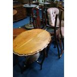 Mahogany occasional table and a pair of chairs