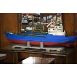 Large blue hull boat