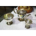 Plated three piece tea set