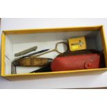 Leather cigar case, spectacles case etc.