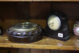 Ships clock in oak rope twist case and one other