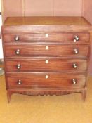 Early Victorian chest of four drawers in mahogany,