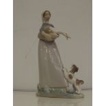 Lladro figure of a girl,goose and a dog 27cm high