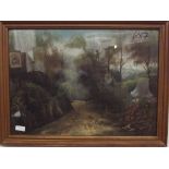 Forest scene oil painting, signed and titled