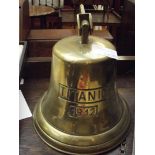 Replica Titanic ship's bell with related ephemera