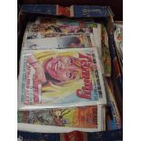 Box of vintage comics and magazines