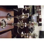 Pair of plated three branch candelabras