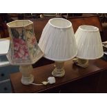 Three onyx table lamps