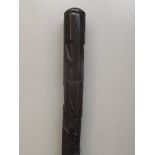 Victorian carved, possible bog oak, walking cane