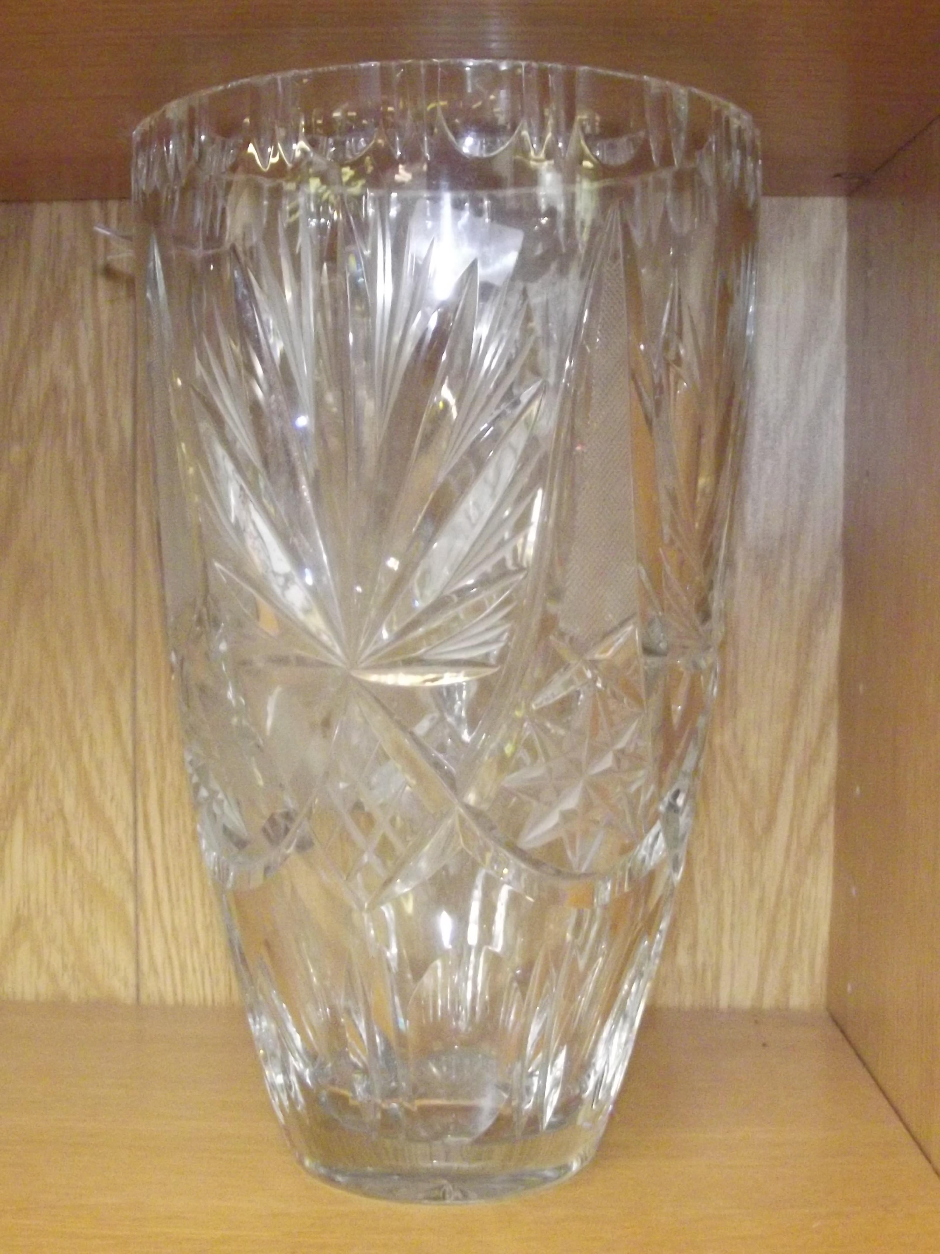 Heavy cut crystal vase