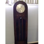 1930's oak long case clock, silvered dial with Ara