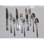 Georg Jensen part silver cutlery set with tapered