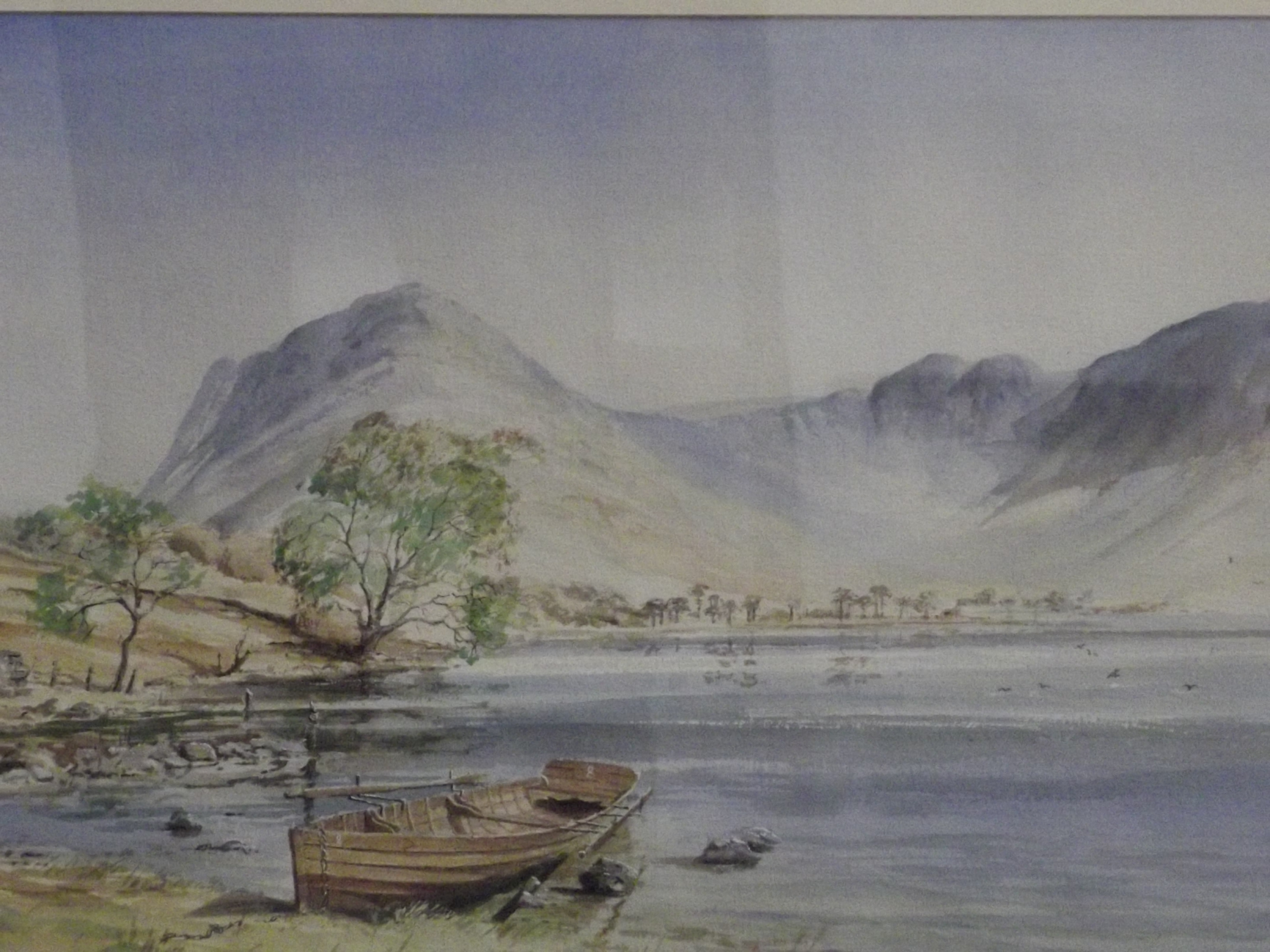 Brian G Healey, framed watercolour, lake scene, si