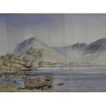 Brian G Healey, framed watercolour, lake scene, si