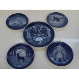 Five Royal Copenhagen, Denmark cabinet plates, lar