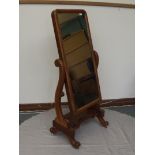 Victorian mahogany cheval mirror, good small size