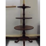 19th century mahogany dumbwaiter, three dished tie