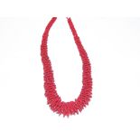Red coral necklace approx 65cm long