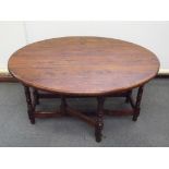 Solid elm drop leaf 'D' end gate leg dining table