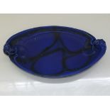 Bretby Art Nouveau dish, moulded in relief with tw