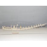 Indian carved ivory boat, in the original case, 50