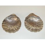 Two sterling silver shell dishes, Sheffield hallma