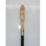 Ivory handle depicting Egyptian man with sterling