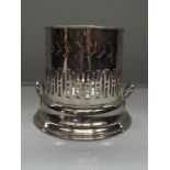 Silver plated twin handled spirit burner, circular