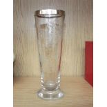 Silver mounted etched glass vase