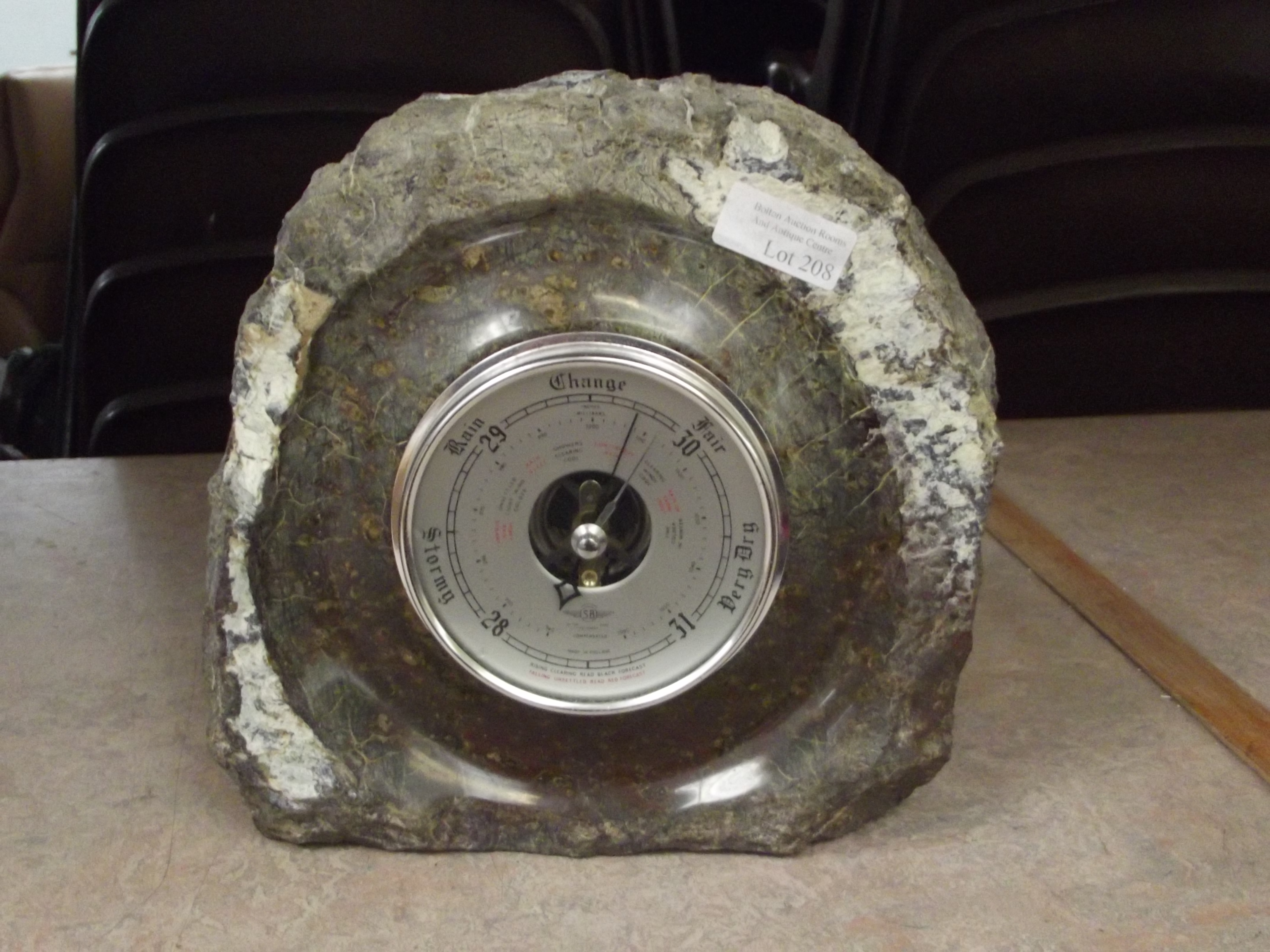 A Cornish Serpentine Stone Barometer