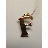 9 carat gold letter F pendant