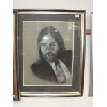 Framed pastel portrait, John Lennon