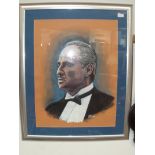 Framed pastel portrait, Marlon Brando