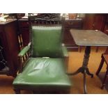 Victorian open armchair with leather upholstery