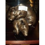 Bronzed resin pig group