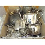 Assorted plated ware to include a bright cut three