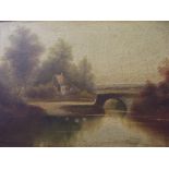 Victorian oil on canvas, lake scene