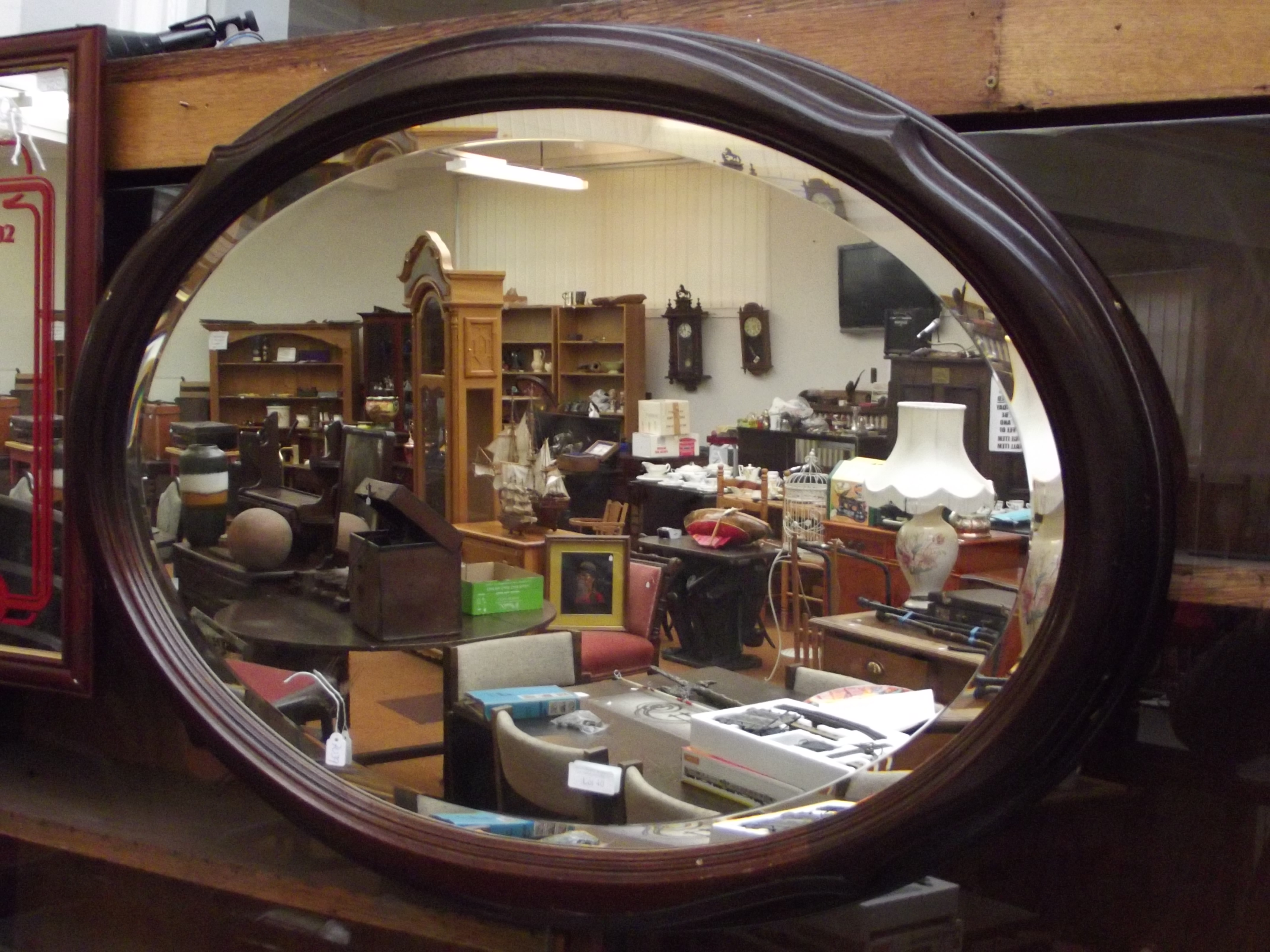 Mahogany framed bevel edged mirror