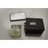 Inkwell, cigarette case and jewellery box