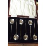 Sterling silver beans spoons cased