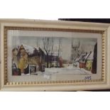 Signed snow scene painting