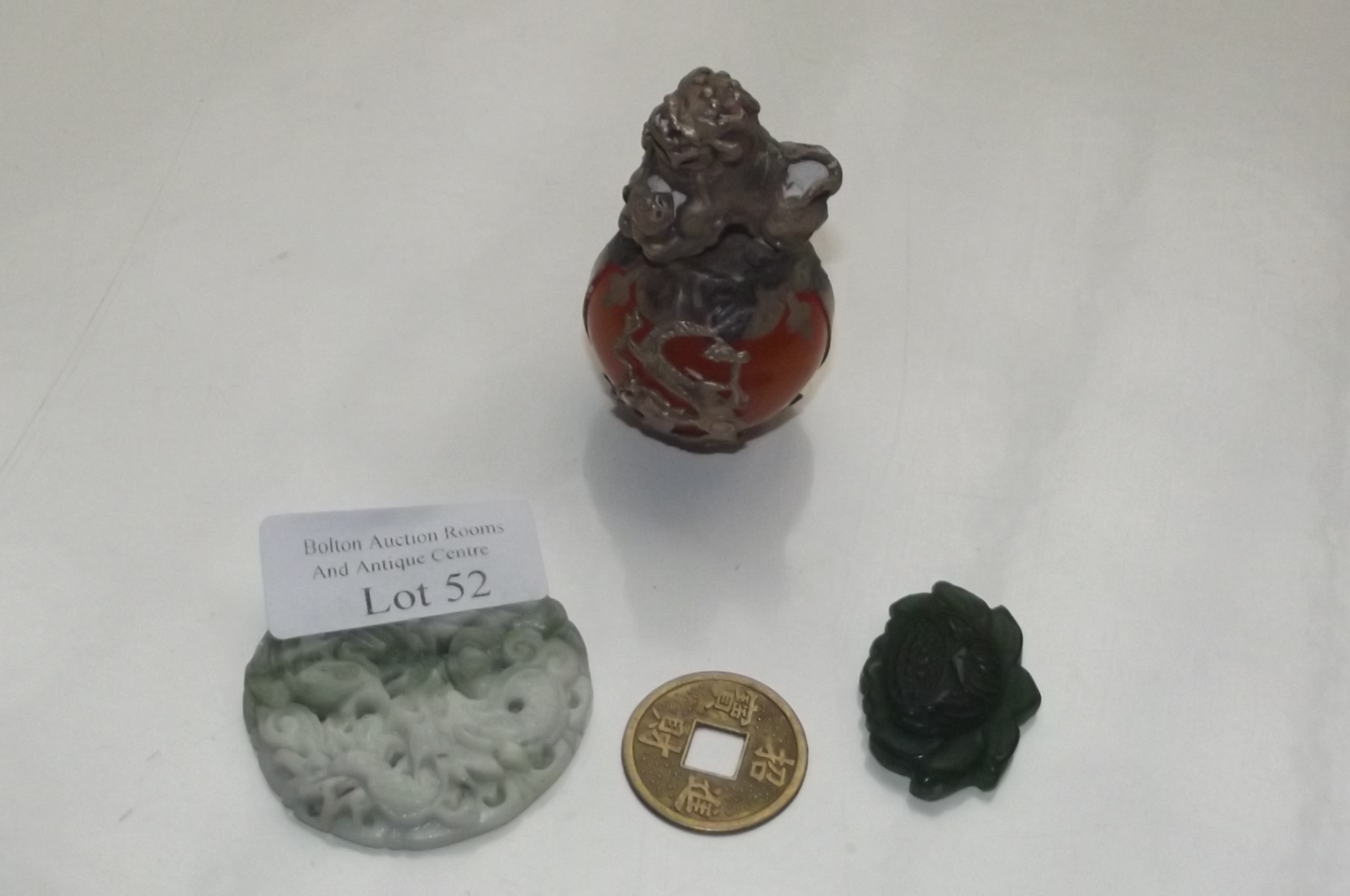 4 unusual oriental pieces, hardstone